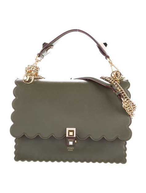 Fendi Kan I Scalloped Studded Chain Shoulder Bag 